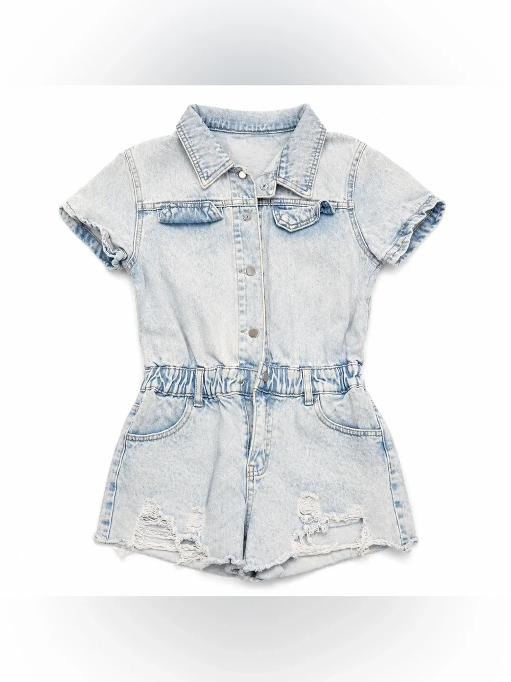 SHEIN Light Wash Denim Short Romper Size Small